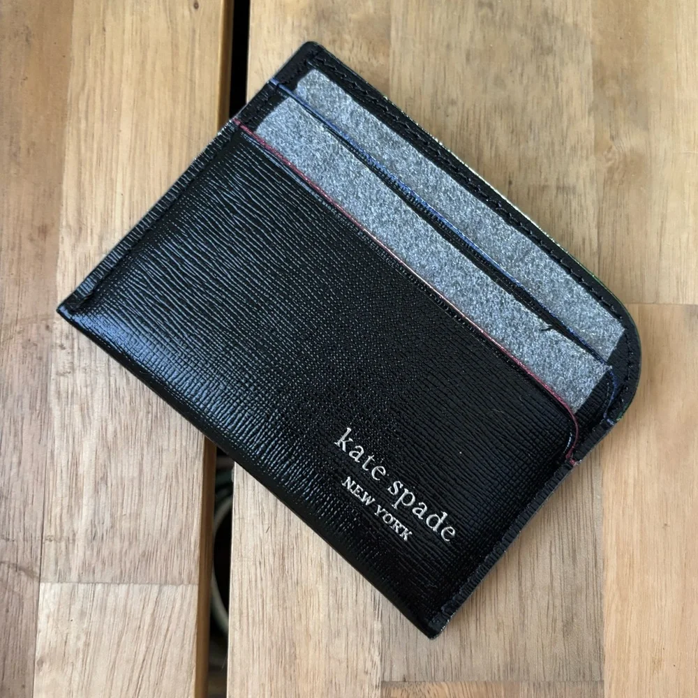 ♠️KATE SPADE nwt New York Devin Black multicolor card holder saffiano leather - Picture 4 of 12
